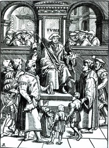 Adoption of Orphan Children in the Inferior Court of the Great Bailiwick, After a Woodcut in 